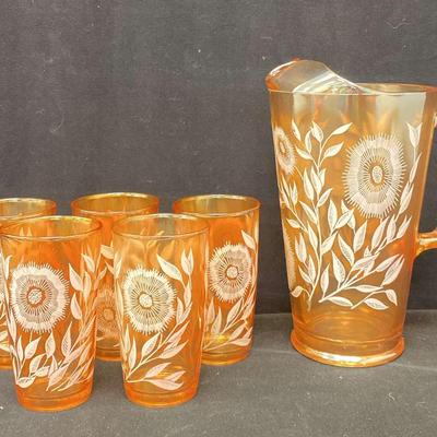 “Cosmos” By Jeannette Pitcher Glass Set 