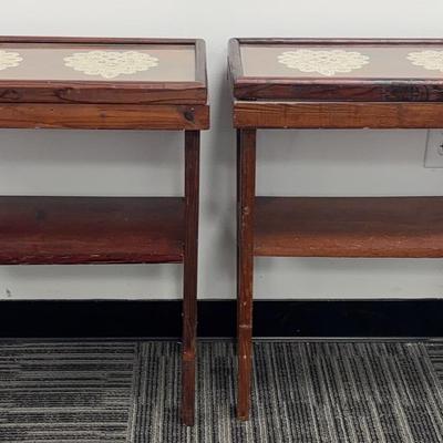 Twin Side Tables with Framed Glass Top