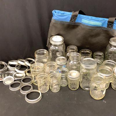 Assorted Canning Jars, Lids, Rings In Bag