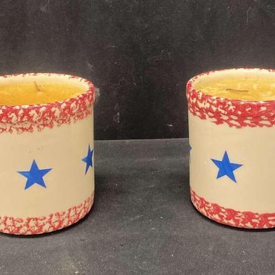 Workshop Glory Blue Star Crock Candles (2)