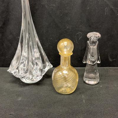 Crustal Tree, Crystal Angel, And Fancy Bottle With Stopper