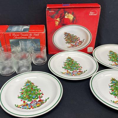 International NOEL Christmas Plates And Christmas Mugs