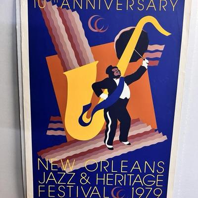 Sale Photo Thumbnail #17: 1979 New Orleans Jazz and Heritage Festival Poster 10th Anniversary BR2407 $299.99   - AAA Vintage 9017 Airline HWY New Orleans, LA 70118 Hours 10-4 Monday - Saturday
