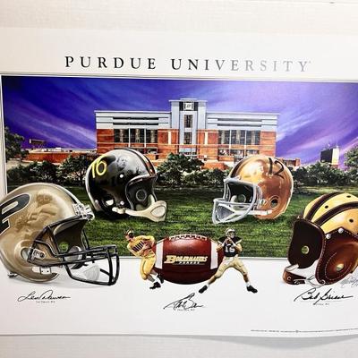 Purdue University Poster Signed By Drew Brees, Len Dawson, And Bob Griese BR2405  - AAA Vintage 9017 Airline HWY New Orleans, LA 70118...
