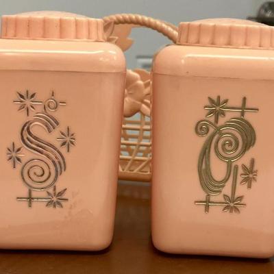 GM5044 Vintage Pink Lustro Ware Salt & Pepper & Napkin Holder Set $29.99   - AAA Vintage 9017 Airline HWY New Orleans, LA 70118...