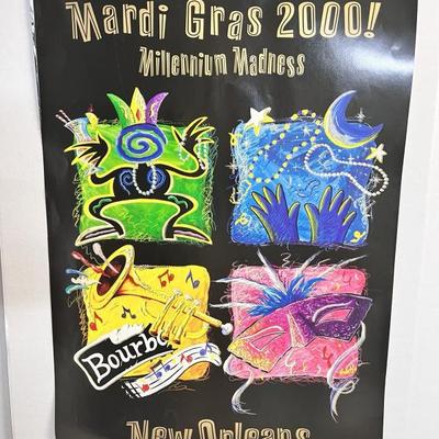 MARDI GRAS MILLENNIUM MADNESS 2000 POSTER BY MICHAEL HUNT 32X22.5 BR2425  - AAA Vintage 9017 Airline HWY New Orleans, LA 70118 Hours 10-4...