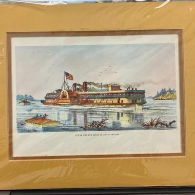 Sale Photo Thumbnail #3: Steam Packet Boat de la Nelle Orleans by Louis Le Breton Print AAA2665 $99.99  AAA Vintage Shop 9017 Airline HWY New Orleans LA 70118 By Appointment 10-4 M-S
