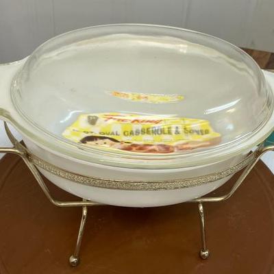 GM5038 Vintage Fire-King 1.5 Qt Oval Casserole & Cover w/Warming Stand $39.99   - AAA Vintage 9017 Airline HWY New Orleans, LA 70118...