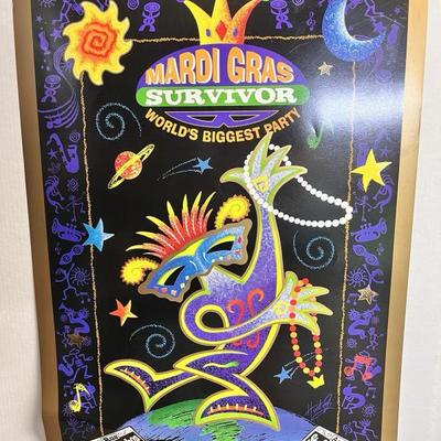 MARDI GRAS 2001 AUTOGRAPHED SURVIVOR 21.5 X 32 POSTER , MICHAEL HUNT BR2410 $99.99   - AAA Vintage 9017 Airline HWY New Orleans, LA 70118...