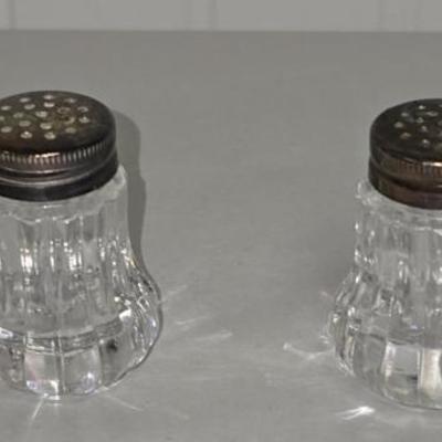 GM8002A  Vintage Silver Plated Glass Salt and Pepper Shaker Set $8  - AAA Vintage 9017 Airline HWY New Orleans, LA 70118 Hours 10-4...