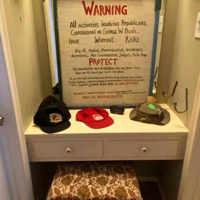 Sale Photo Thumbnail #75: miscellaneous caps and poster
