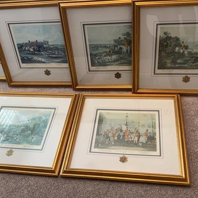Six Framed “Bachelor’s Hall” Fox Hunting Prints