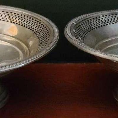 Pair Of Crown Weighted Sterling Compotes – Elegant Pedestal Form