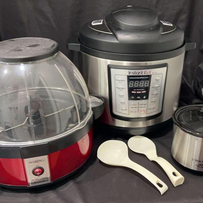Instant Pot Plus, Waring Popcorn Maker, and Little Dipper Crockpot