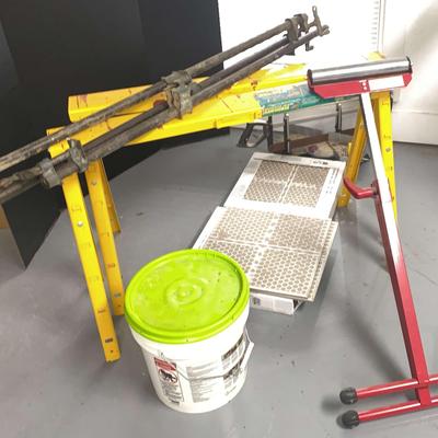 Heavy-Duty Adjustable Metal Sawhorses With Long Clamps – Built to Handle It All!