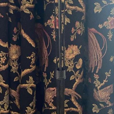 Elegant Black And Gold Torchiere Floor Lamp With Glass Shade