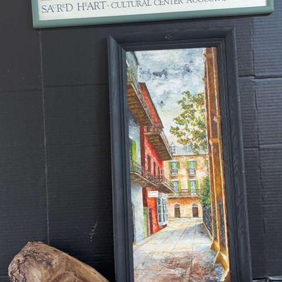 Eclectic Trio Of Artworks – New Orleans, Sacred Heart, & Carved Wood