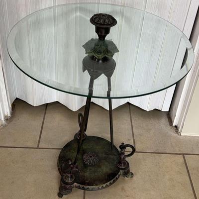 Elegant Glass & Metal Accent Table