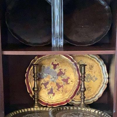 Eclectic Collection Of Decorative Trays & Candleholders – Mixed Materials
