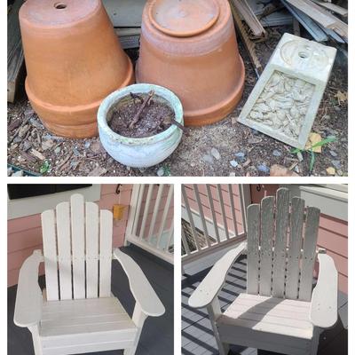 Wooden Adirondack Chairs with Planters
