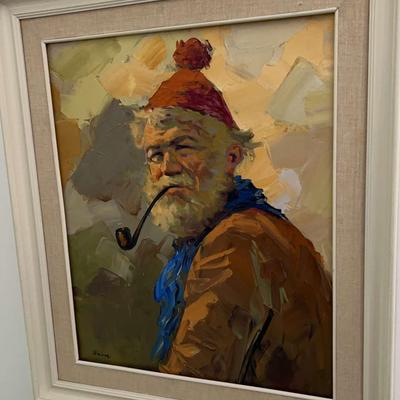 Bearded Man with Pipe Oil Painting