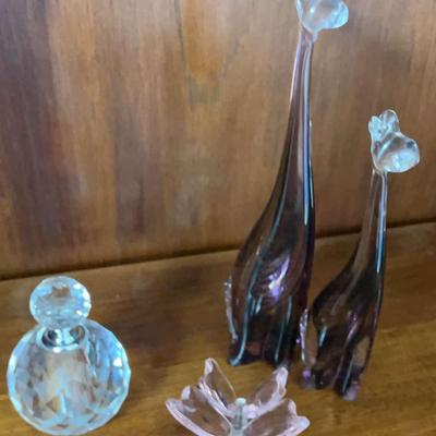 Elegant Glass Decor Including Oleg Cassini Perfume Bottle & More