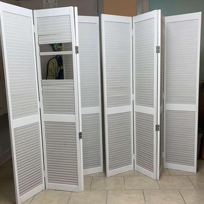 Two Four-Panel Louvered Room Dividers – Classic Style, 79" Tall