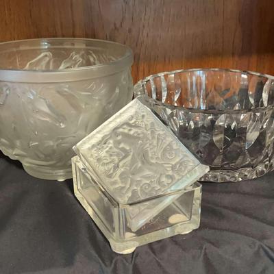 Frost and Clear Glass Decorative Bowl Trio