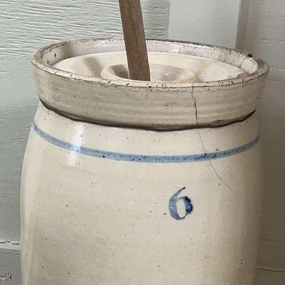 Primitive 6-Gallon Stoneware Butter Churn With Wooden Dasher – Rustic Farmhouse Charm