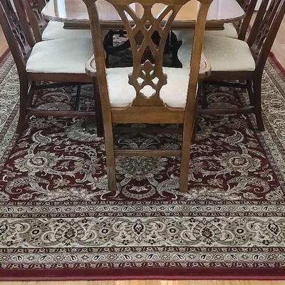 Large Maroon And Beige Area Rug – 8' x 12'