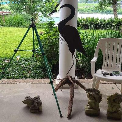 Metal Heron Yard Art, Cherub Statues & Outdoor Assortment – 57" H Heron