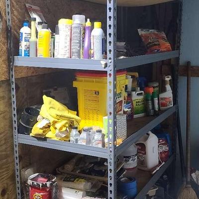 Metal Storage Shelf With Yard Maintenance Supplies – 70" H x 48" W x 25" D