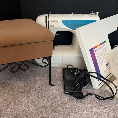 Brother Sewing Machine, Storage Stool, & Accessories