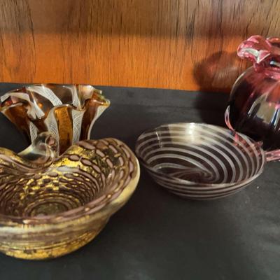 Amber & Gold Art Bowls and Vases 