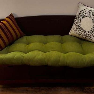 Solid Wood Entryway Bench With Storage And Cushions