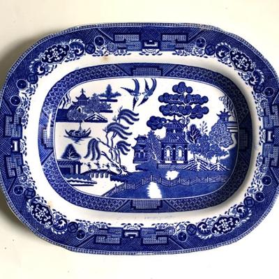 Antique platter, 9 1/2 x 12”