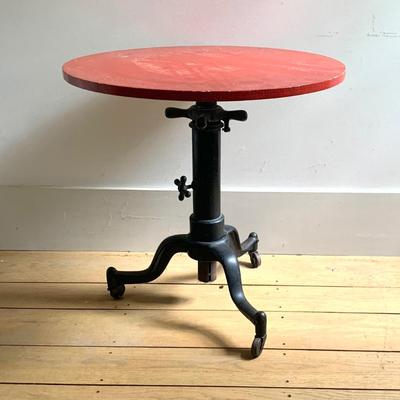 Antique cast iron table w/ original finish adjustable base 
