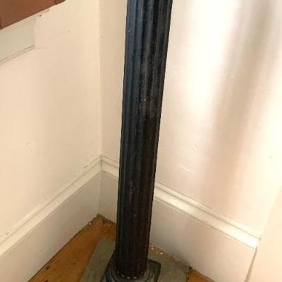 Antique cast iron pedestal  w/ stone base, ht. 38”
