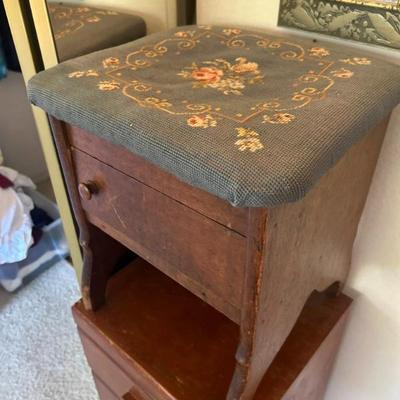 Antique Needlepoint Stool