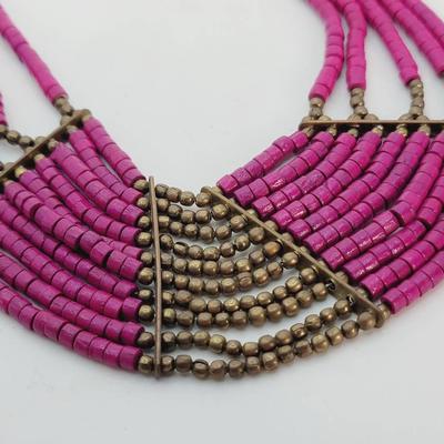 Pink Ombre Egyptian Revival Bib Necklace 