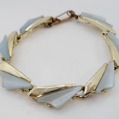 Blue And Gold Tone Thermoset Bracelet