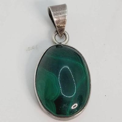 Sterling Mexico Malachite Pendant 925 Silver