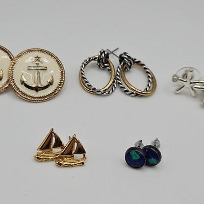 Nautical Travelers Earring Lot Costume Gold and Silver Tone