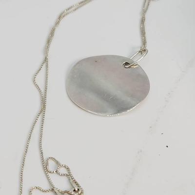 Minimalist Daily Wear Waved Disc Sterling Pendant Necklace 