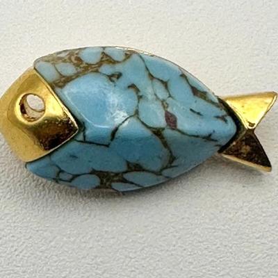 Crown Trifari Fish with Robin's Egg Blue Belly Pin