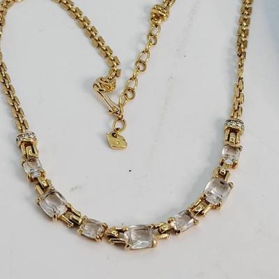 Goldtone Swarovski Crystal Collar Necklace 