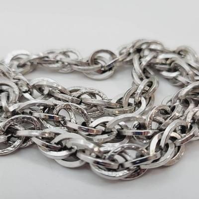 Sarah Coventry Tooled Link Twist Chain Silver Tone