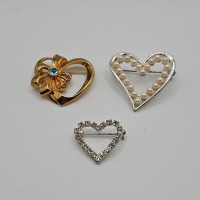Heart Brooches Vintage Lot