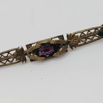 Victorian Edwardian Paste And Gilt Bar Pin Brooch