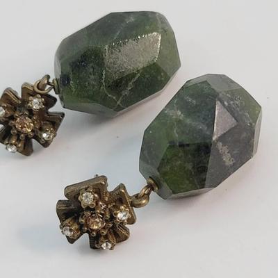 Gerard Yosca Faceted Green Stone Post Earrings